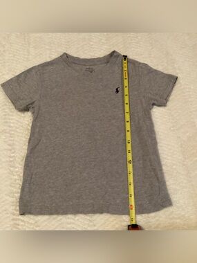 Kids  V Neck Polo Ralph Lauren 4/4T Grey T Shirt Cotton Navy Logo Tee